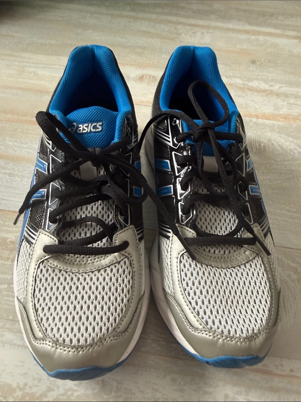 ASICS Men's Gray, Black and Blue Athletic Running Sneakers